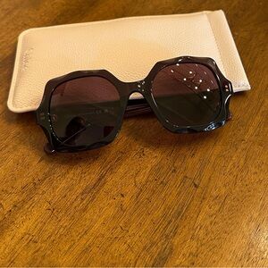 Oversized Geometric Dark Brown Sunglasses - Chloe